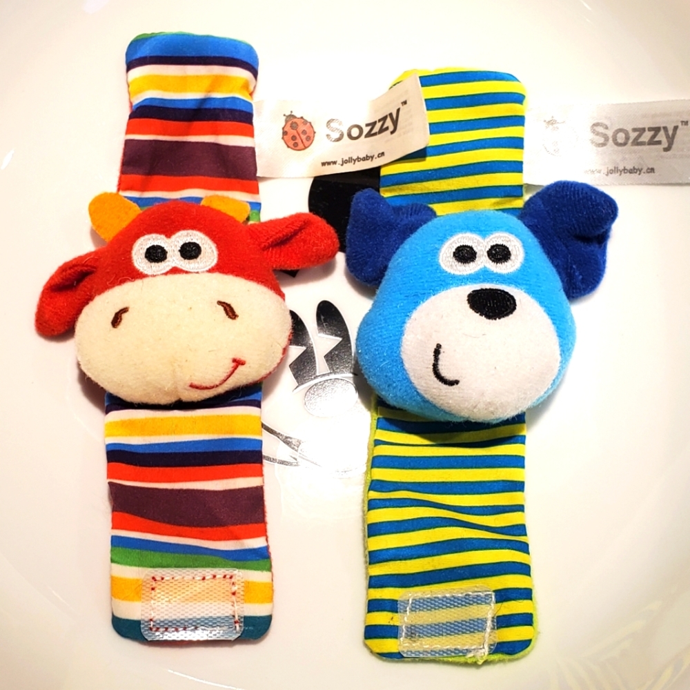 Baby Soft Rattle Toys for Hands and Feet, Wrist and Sock Rattles, Multicolor